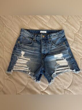 Good American Distressed Denim Shorts